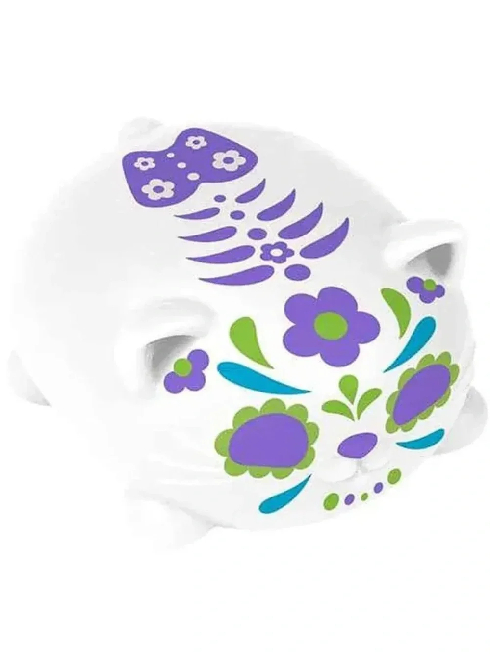 1 NeeDoh Sugar Skull Cat Squish- White with Pink, Purple or Blue Accents 4 Avail